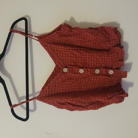 Plaid Buttoned Tank Top - Picture 1 of 4
